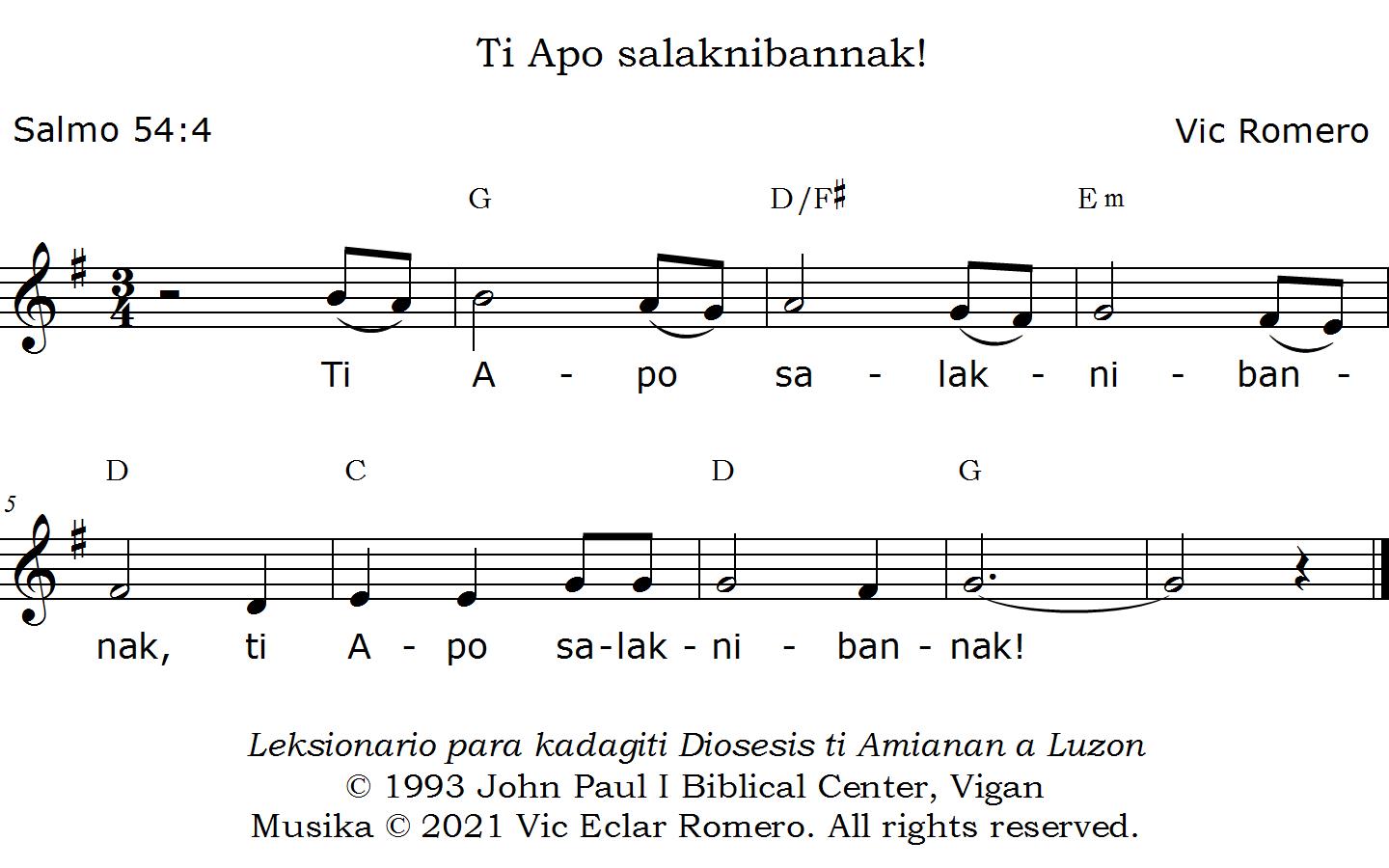 Ti Apo salaknibannak - Salmo 54,4